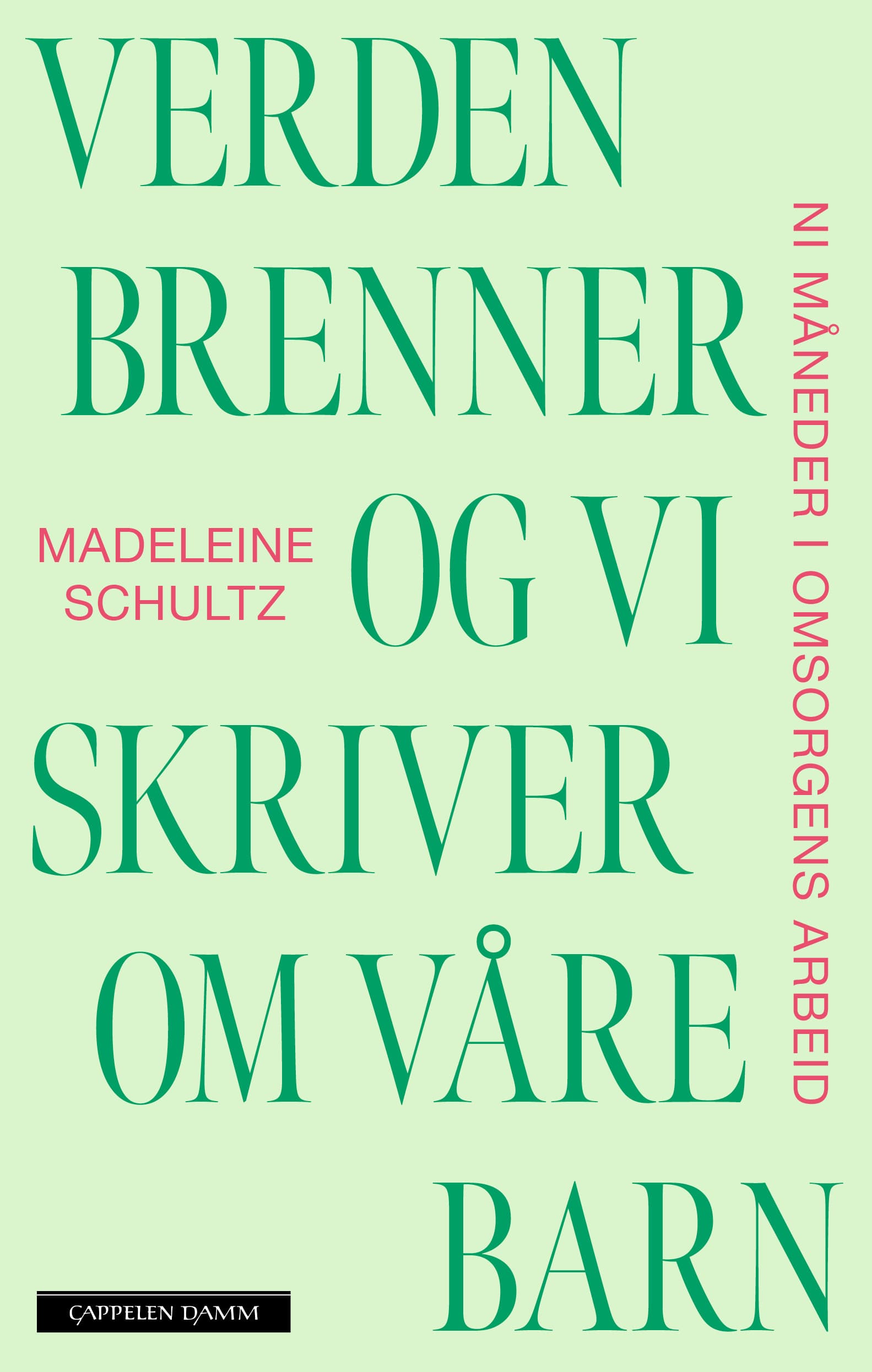 Omslag Verden brenner og vi skriver om våre barn av Madeleine Schultz (Innbundet)