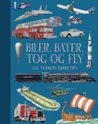 Omslag av "Biler, båter, tog og fly"