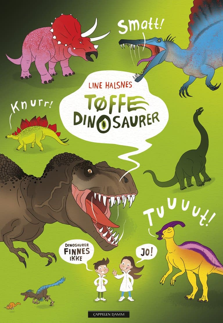 Omslag Tøffe dinosaurer av Line Halsnes (Innbundet)