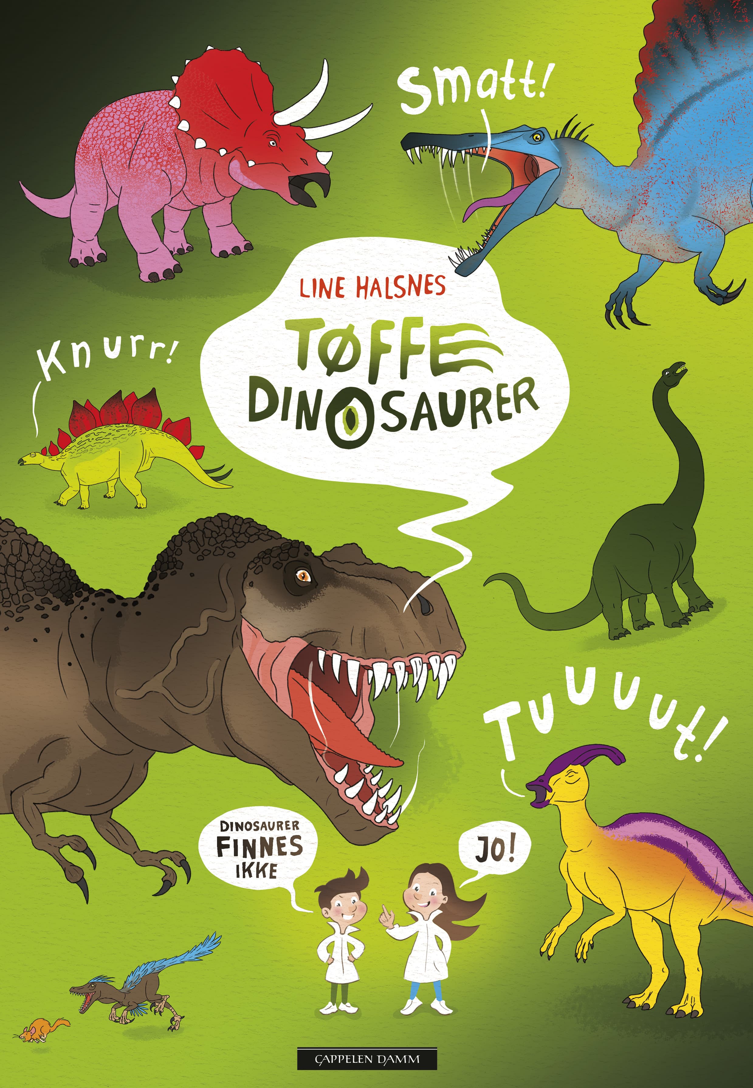 Omslag Tøffe dinosaurer av Line Halsnes (Innbundet)