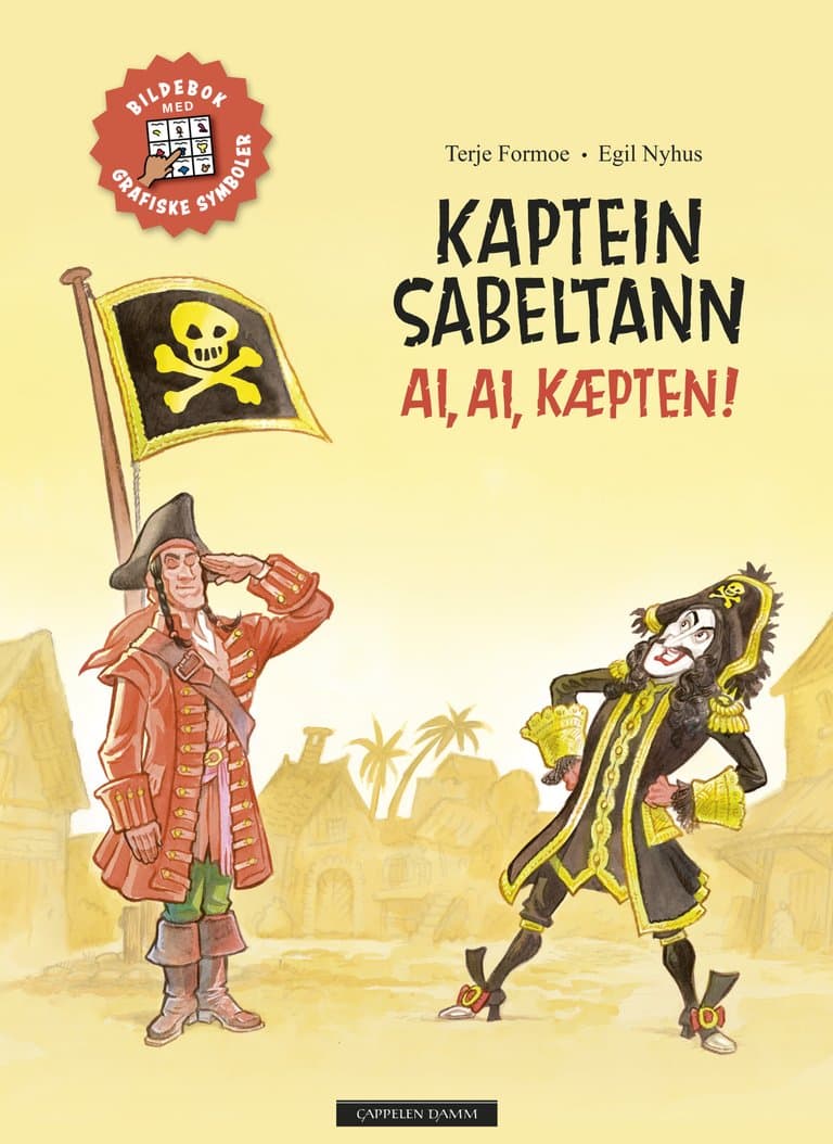 Omslag Kaptein Sabeltann – Ai, ai, kæpten! (med grafiske symboler, ASK) av Terje Formoe (Innbundet)