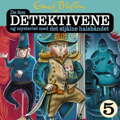 Omslag av "De fem detektivene og mysteriet med det stjålne halsbåndet"