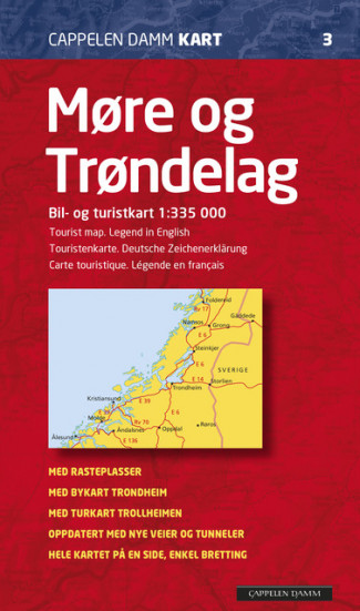 Møre og Trøndelag av Cappelen Damm kart (Kart, falset)
