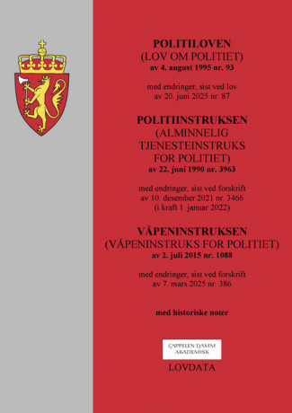 Politiloven (lov om politiet) m/politiinstruksen og våpeninstruksen (Heftet)